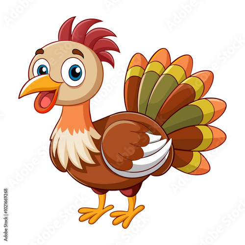 cute cartoon turkey bird isolated on a white background