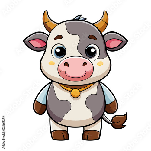 cute cow cartoon isolated on white background
