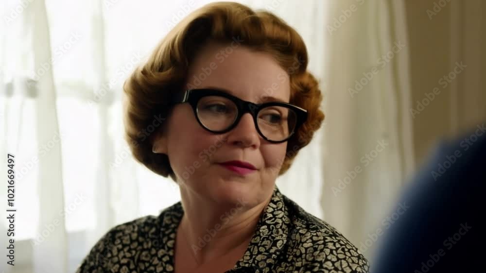 Elderly woman with glasses, speaking Elderly woman with glasses, speaking