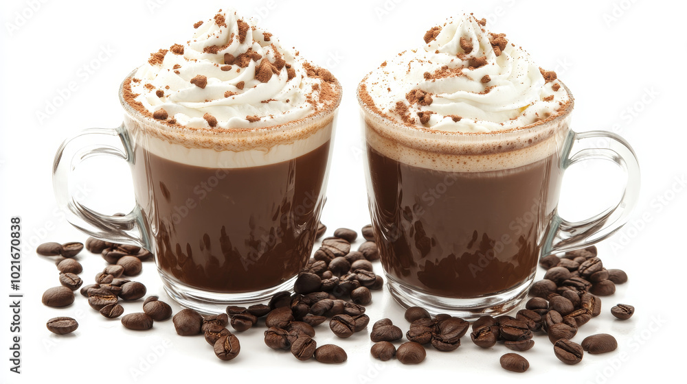 a Cafe Mocha topped with a generous swirl of whipped cream, creating a perfect blend of rich coffee and chocolate flavors. a Cafe Mocha topped with a generous swirl of whipped cream, creating a perfect blend of rich coffee and chocolate flavors.