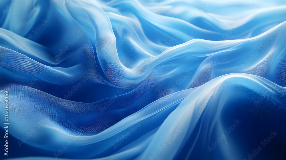 Abstract Blue Fabric Waves 3D Illustration Abstract Blue Fabric Waves 3D Illustration