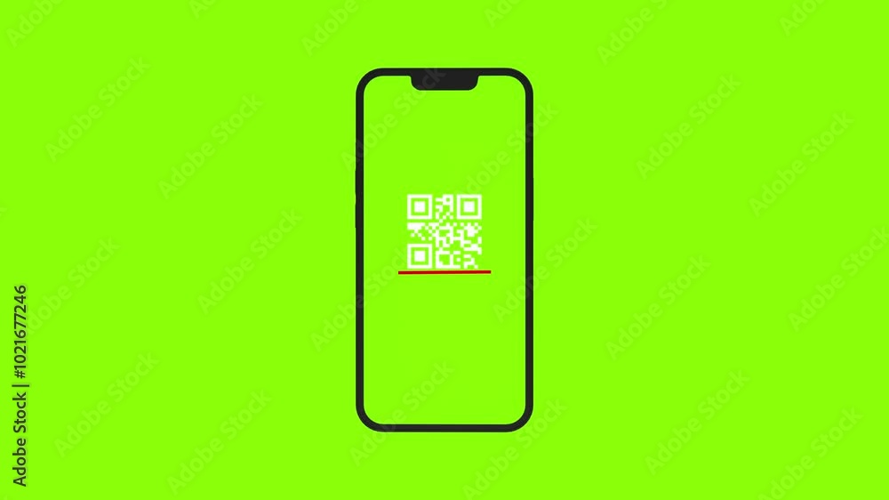 Smartphone QR code scanning animation for online payment with green screen Smartphone QR code scanning animation for online payment with green screen