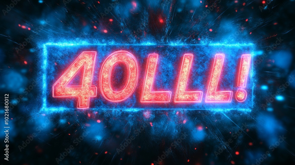 A fiery, glowing neon sign with the number 40 in a blue and red light against a dark background. A fiery, glowing neon sign with the number 40 in a blue and red light against a dark background.