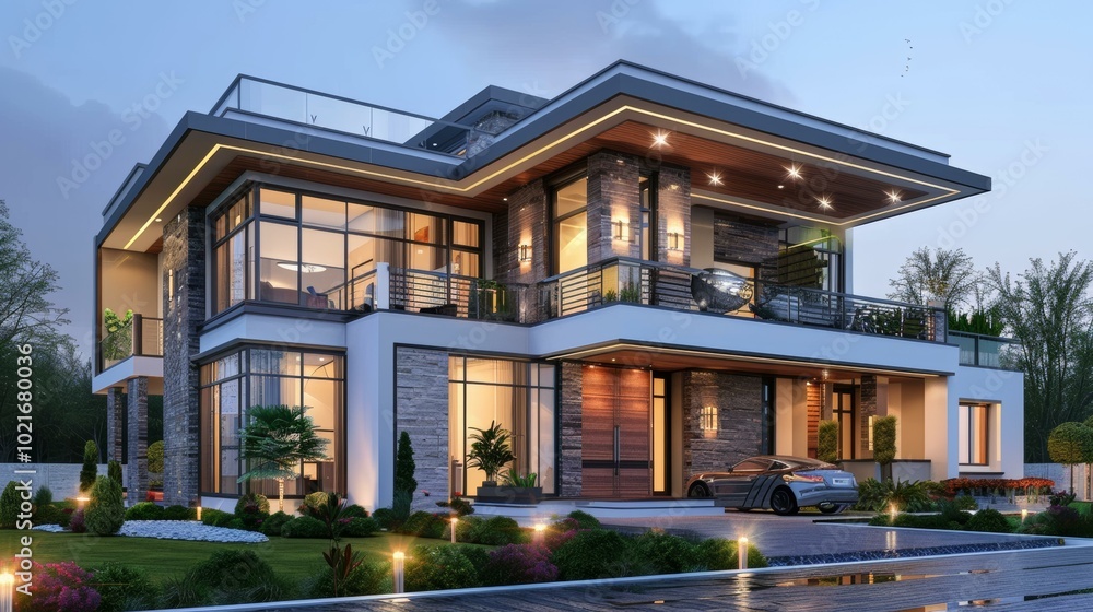 Fototapeta premium Modern Luxury Mansion Exterior Design