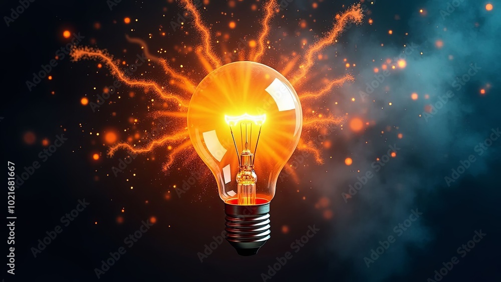 Bright Idea Edison Bulb Exploding Magic Illustration Bright Idea Edison Bulb Exploding Magic Illustration