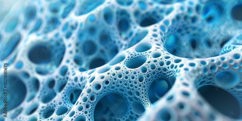Blue organic structure close up Blue organic structure close up