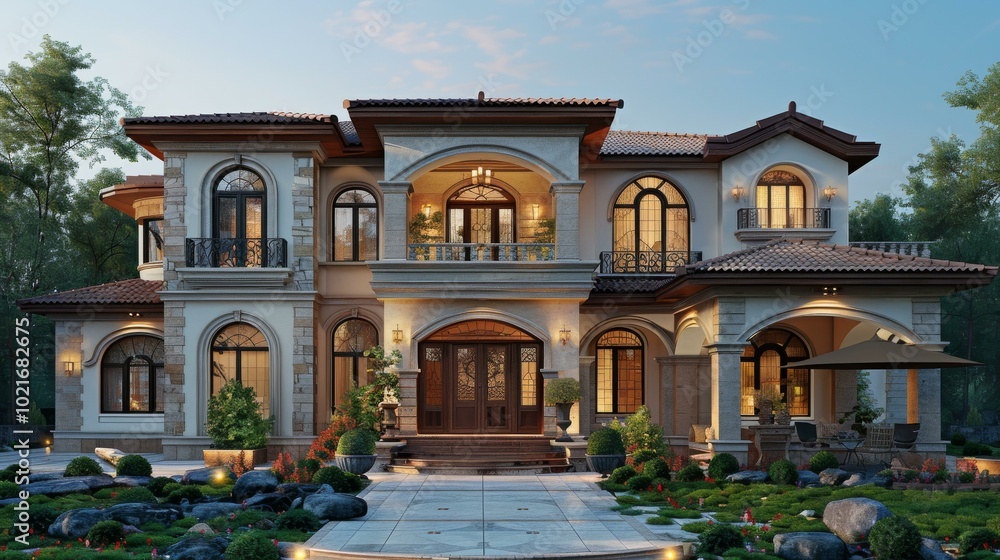 Fototapeta premium Grand Architectural Mansion Exterior Design