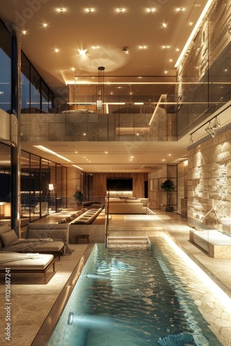 Modern Luxury Indoor Pool House Design photo