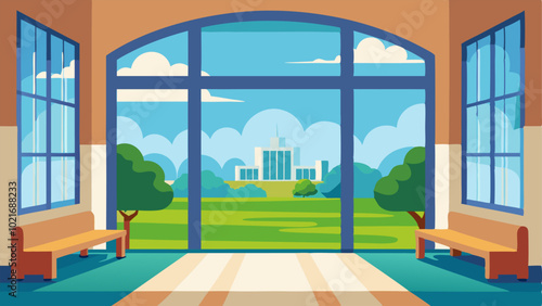 The large windows offered views of the surrounding campus and green spaces creating a peaceful and inspiring environment.