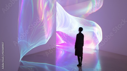 Holographic Light Installation: Captivating Three-Dimensional Vibrancy