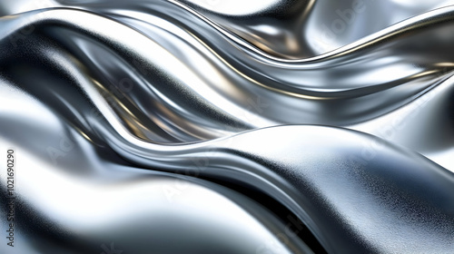 Abstract 3D Silver Metallic Wave Background