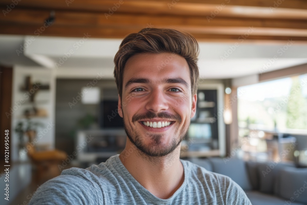 Obraz premium a man with a beard smiling at the camera