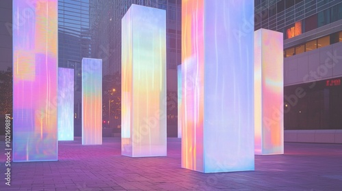 Wallpaper Mural Illuminated Symphony: Mesmerizing Interactive Light Installation in Public Square Torontodigital.ca