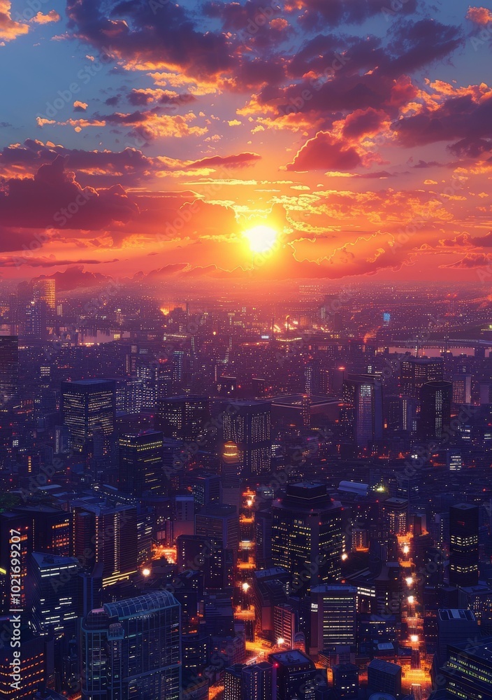 Sunset Cityscape Illustration Sunset Cityscape Illustration