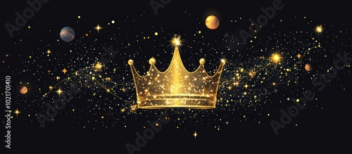 image of a Gold crown in the form of a starry sky or space, consisting of points photo