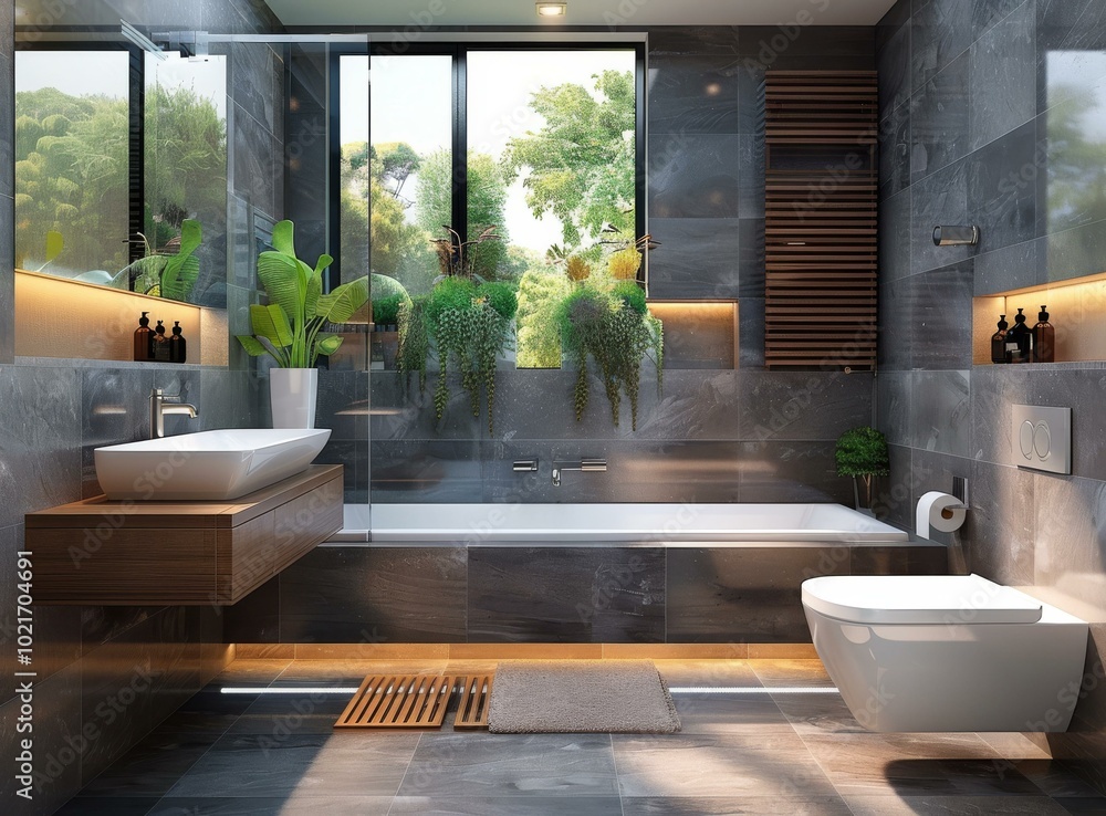 Fototapeta premium Modern Stylish Bathroom Interior Design