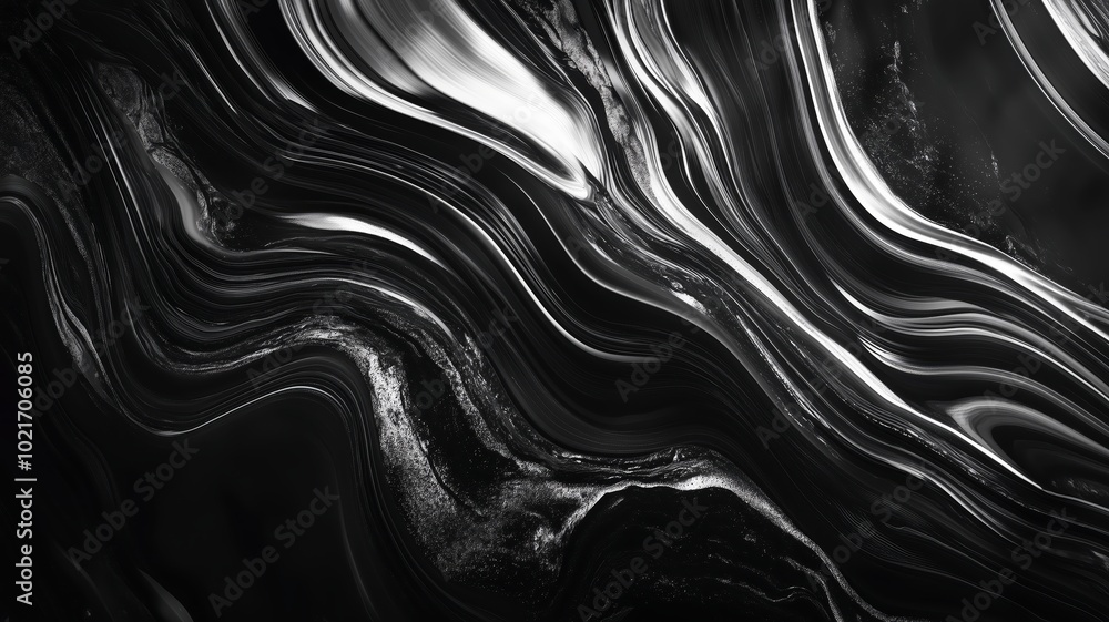 Abstract Black and White Fluid Waves with High-Gloss Finish - Made with Generative AI Abstract Black and White Fluid Waves with High-Gloss Finish - Made with Generative AI
