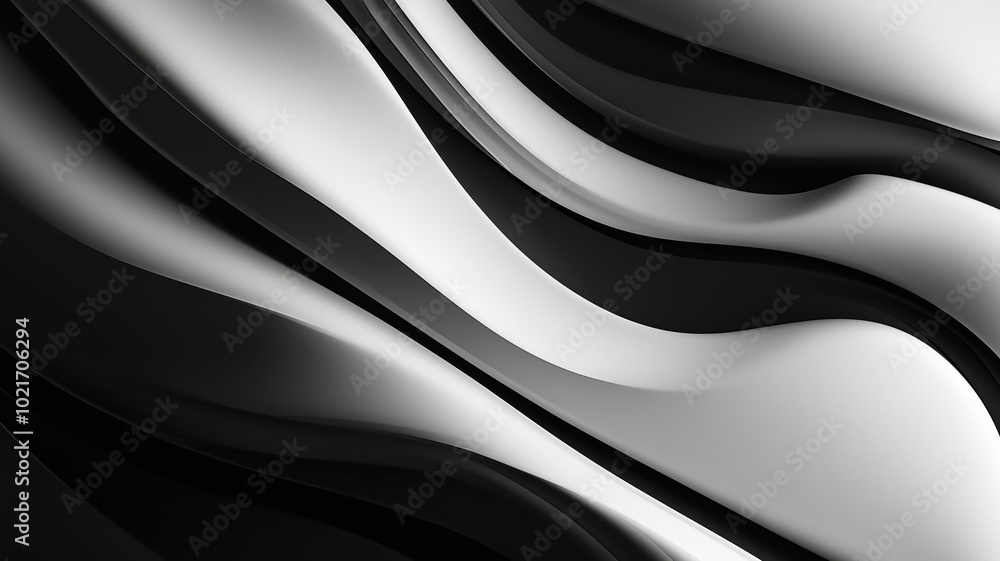 Obraz premium Elegant Black and White Undulating Lines in Abstract Form - Made with Generative AI