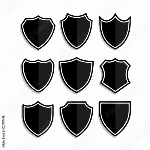 Shield symbols or badges set of nine on a isolated white background (14)