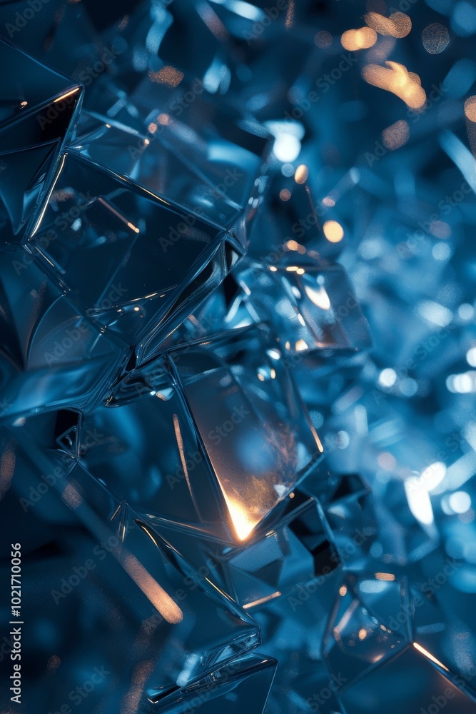 Blue 3D rendering of geometric shapes Blue 3D rendering of geometric shapes