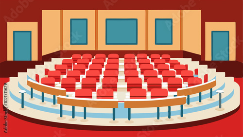 The lecture theater was designed with tiered seating allowing for clear views of the stage from every angle.