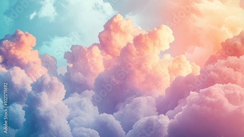 Whimsical Cloud Formations in Soft Pastel Colors, Dreamy Abstract Background Generative AI