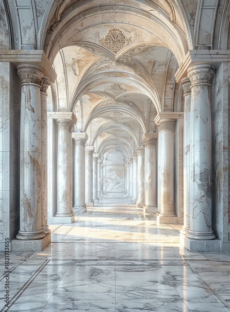 Elegant Ancient Marble Colonnade Corridor Elegant Ancient Marble Colonnade Corridor