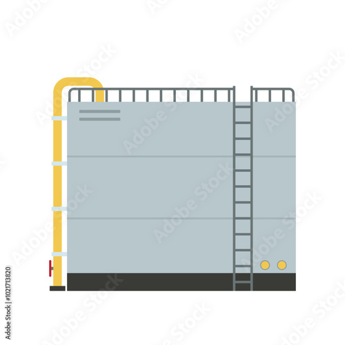Crude oil storage isolated. Vector illustration of water tank, crude oil storage reservoir isolated on transparent background.