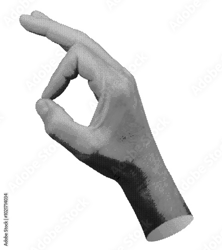 ok gesture sign, okay gesture. Halftone style vector isolated on white background.