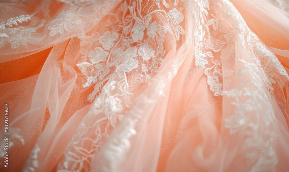 A pink and white lace fabric with flowers on it A pink and white lace fabric with flowers on it