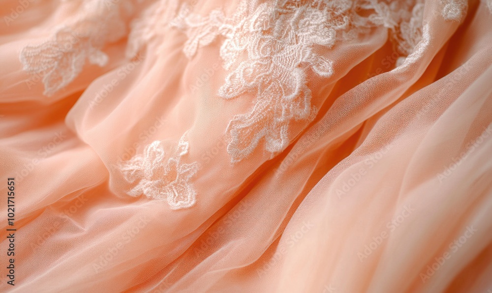 A close up of a pink and white lace dress A close up of a pink and white lace dress