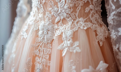 A white dress with flowers embroidered on it