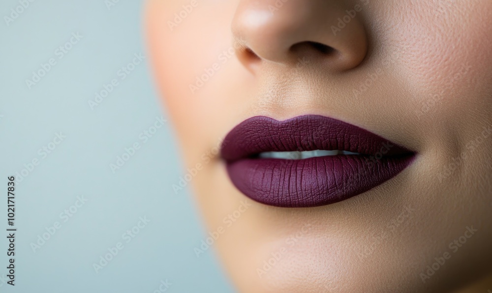 A woman with a purple lip is smiling A woman with a purple lip is smiling