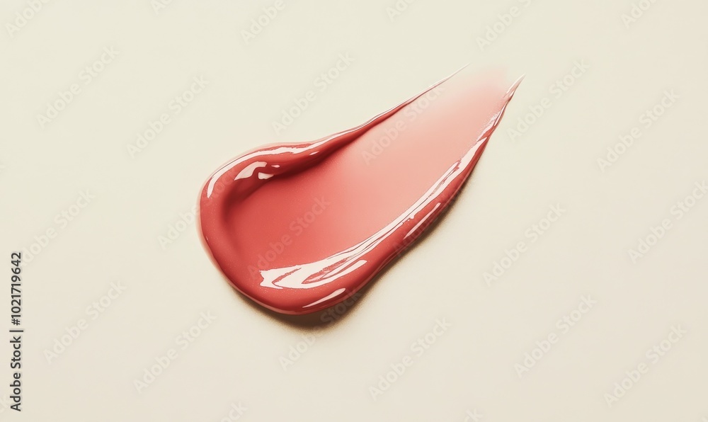 A tube of lip gloss is shown with a pink lip gloss on a white background A tube of lip gloss is shown with a pink lip gloss on a white background