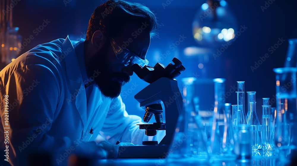 doctor using a microscope in a research lab, analyzing samples and conducting scientific investigations doctor using a microscope in a research lab, analyzing samples and conducting scientific investigations