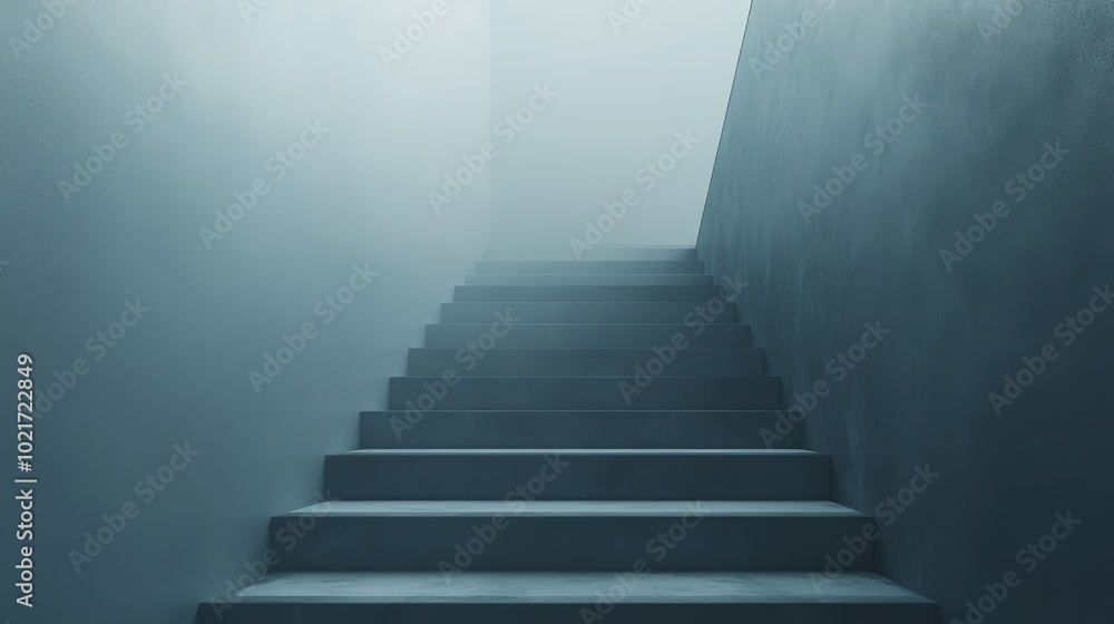 Staircase Climbing Concept Against Grey Background Generative AI Staircase Climbing Concept Against Grey Background Generative AI