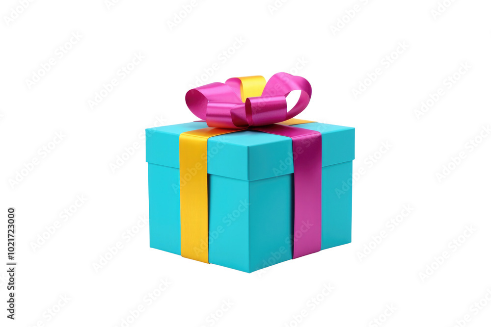 Fototapeta premium Birthday gift box with bow isolated on transparent background