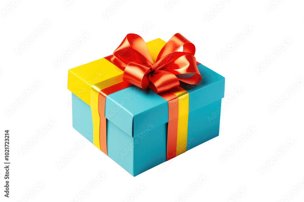 Birthday gift box with bow isolated on transparent background Birthday gift box with bow isolated on transparent background