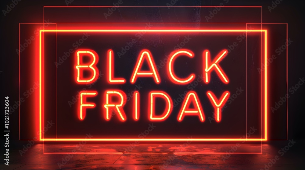 Glowing Orange 'BLACK FRIDAY' Neon Sign in a Luxurious Setting Glowing Orange 'BLACK FRIDAY' Neon Sign in a Luxurious Setting