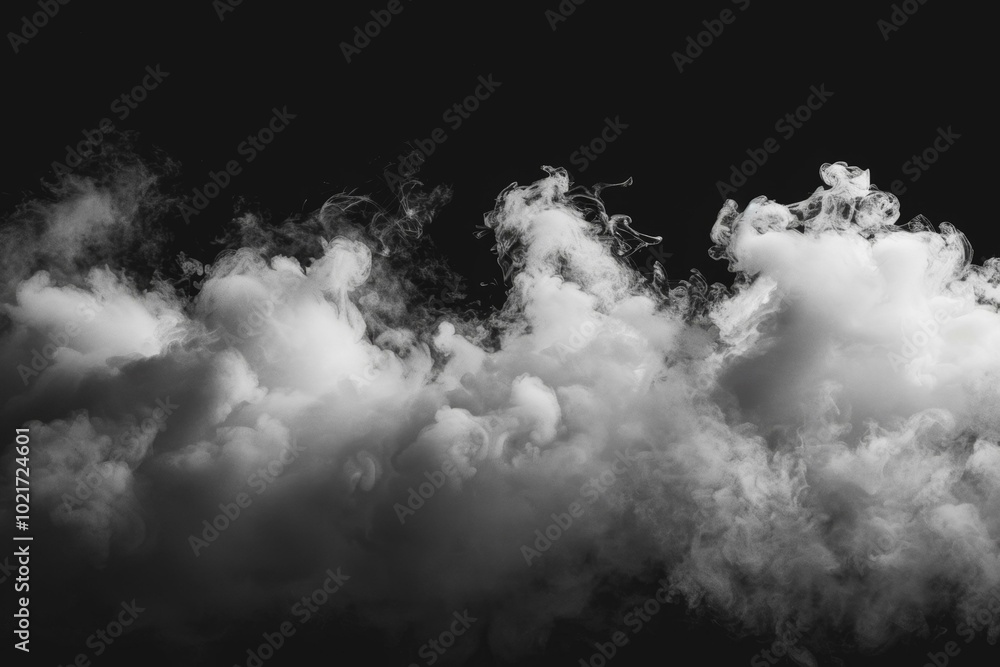 Obraz premium White smoke cloud on black background