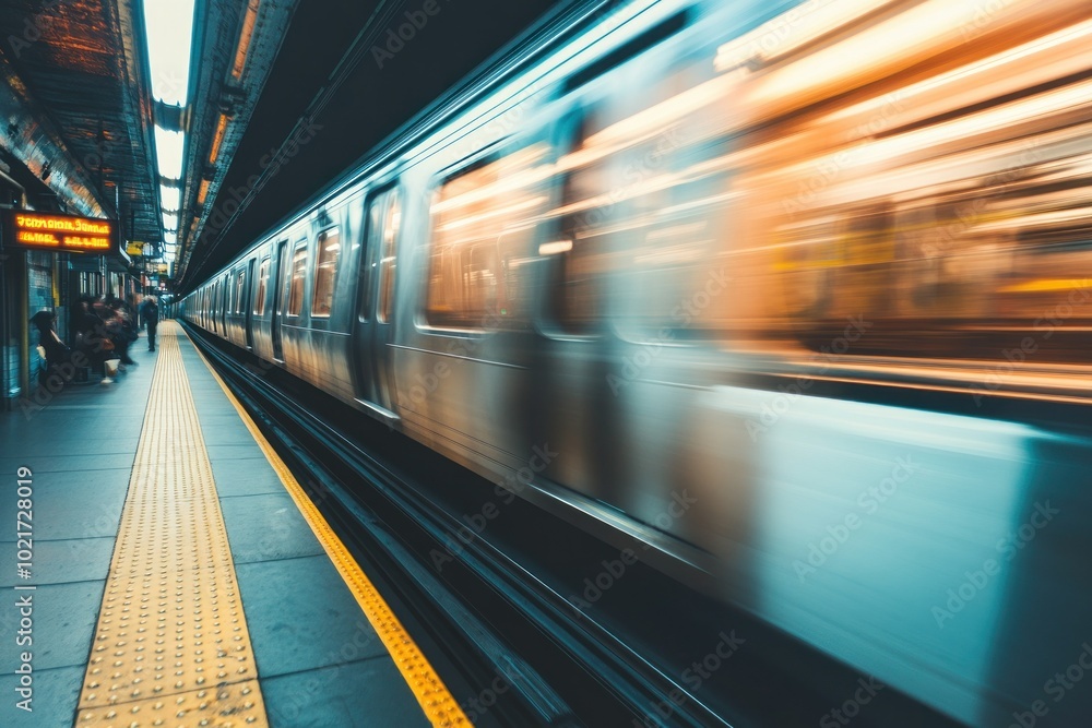 Dynamic Subway Train in Motion Captured at High Speed