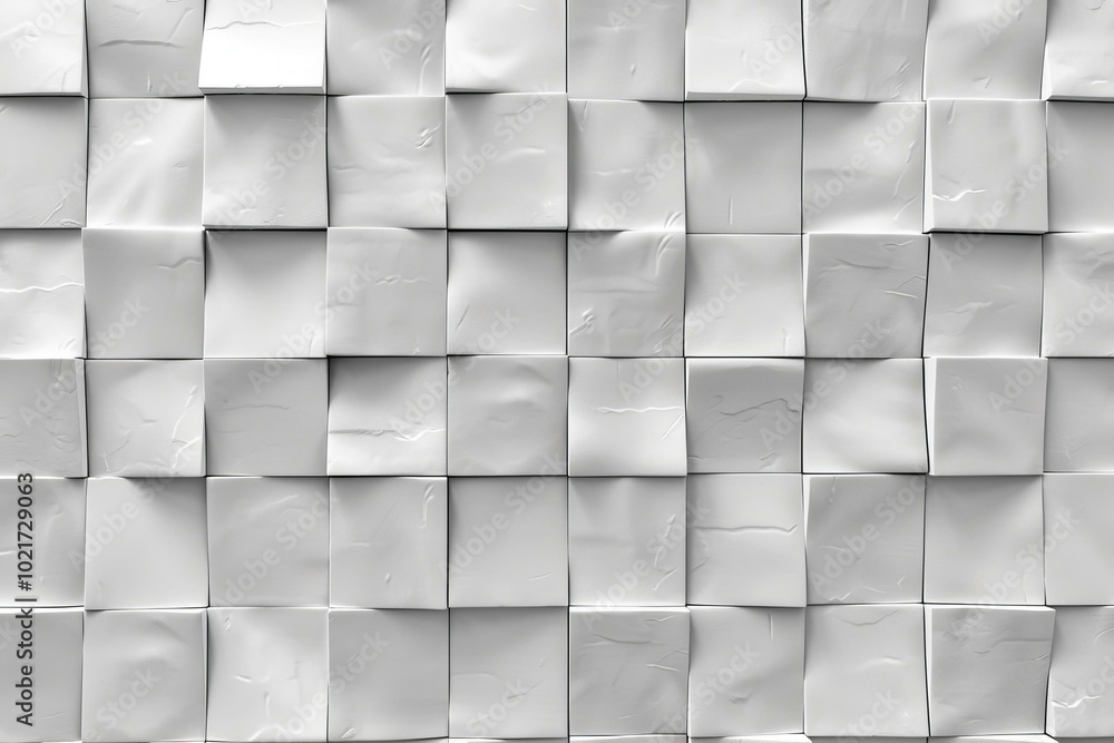 Fototapeta premium White ceramic tiles with beveled edges form an interesting geometric pattern