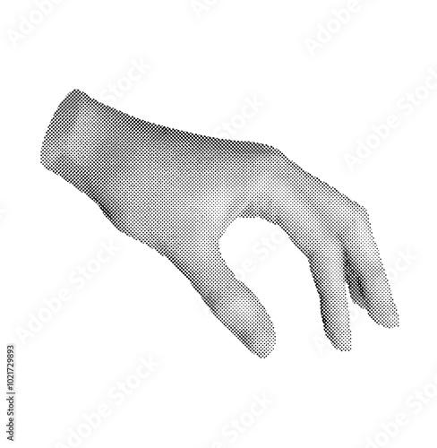 Hand gestures showing size. Halftone style vector isolated on white background.