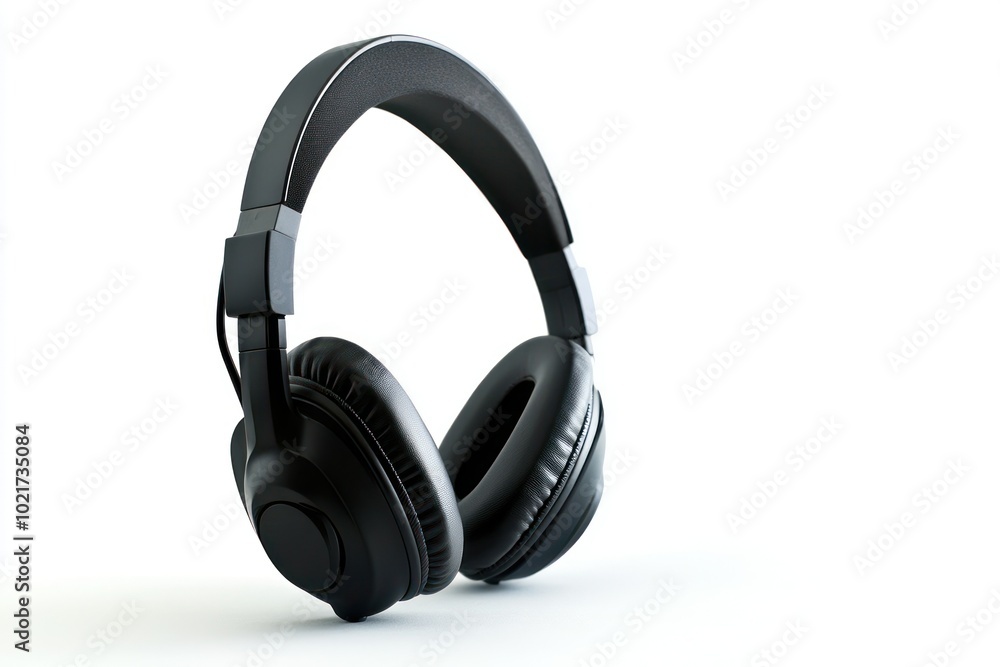 Black Headset with Microphone on Clean Background Black Headset with Microphone on Clean Background