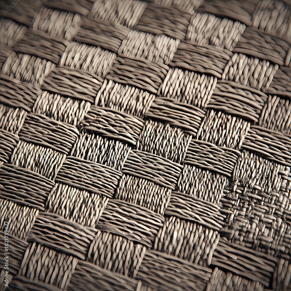 Obraz premium Rattan background with an intricate woven texture, ideal for organic product packaging, interior design, or furniture-themed illustrations.