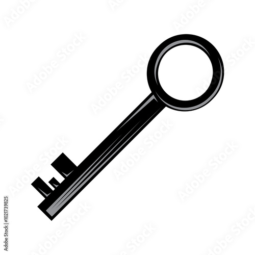 Vector key icon isolated on white background. Key icon. Lock or unlock sign. Padlock. Lock symbol. Unblock. Password icon. Access sign. Private access. Logo template. Safety symbol. Door key.