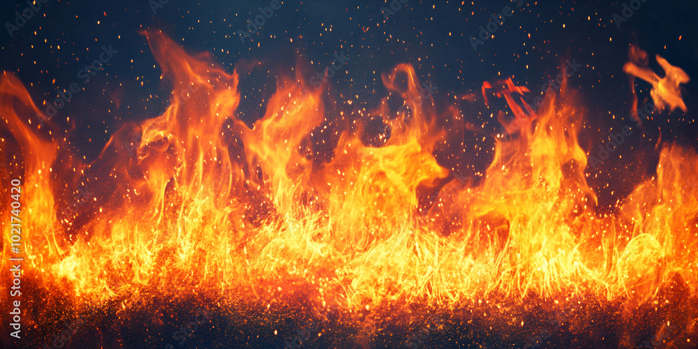 Fire Flames on Black Background - Fiery Abstract Design Fire Flames on Black Background - Fiery Abstract Design