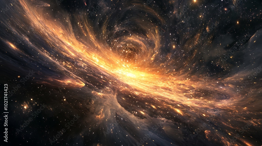 Abstract Space Nebula Background with Glowing Orange and Yellow Lights Abstract Space Nebula Background with Glowing Orange and Yellow Lights