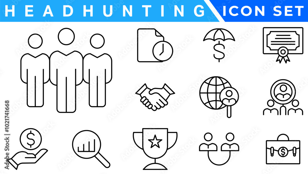 Headhunting line icons set. Recruitment, resume, candidate, interview simple icon. headhunting symbol Headhunting line icons set. Recruitment, resume, candidate, interview simple icon. headhunting symbol