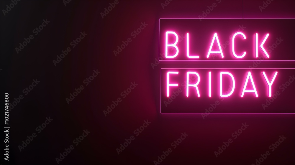 Red 'BLACK FRIDAY' Neon Sign on an elegant Dark Background Red 'BLACK FRIDAY' Neon Sign on an elegant Dark Background